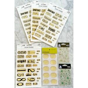 NEW Lot of Scrapbooking Junk Journal Travel Stickers- Tim Holtz Epoxy- 160 pcs